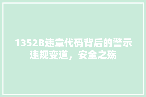 1352B违章代码背后的警示违规变道，安全之殇
