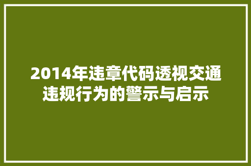 2014年违章代码透视交通违规行为的警示与启示