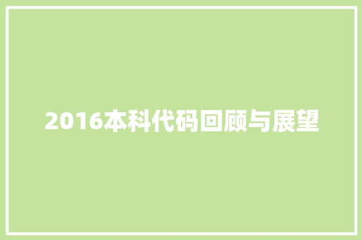 2016本科代码回顾与展望