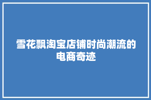 雪花飘淘宝店铺时尚潮流的电商奇迹