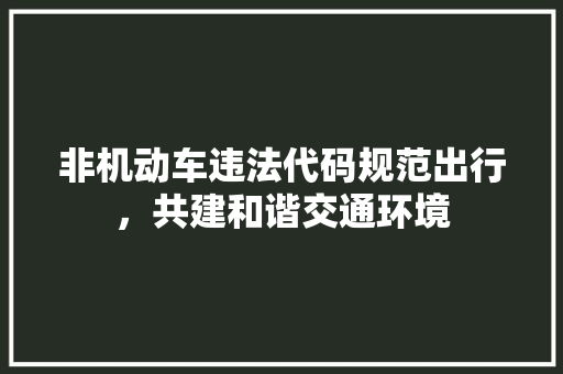 非机动车违法代码规范出行，共建和谐交通环境