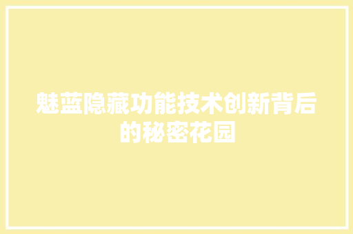 魅蓝隐藏功能技术创新背后的秘密花园
