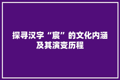 探寻汉字“宸”的文化内涵及其演变历程