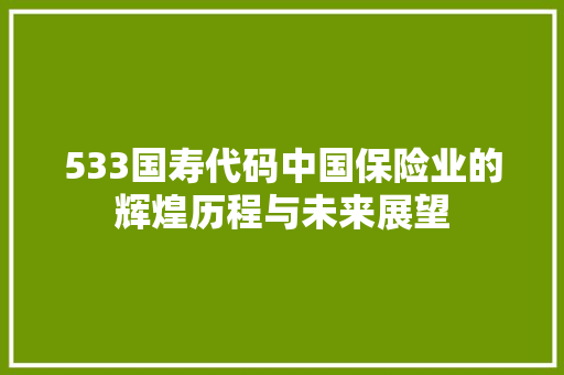 533国寿代码中国保险业的辉煌历程与未来展望