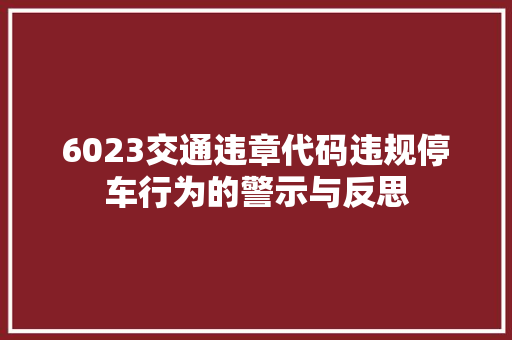 6023交通违章代码违规停车行为的警示与反思