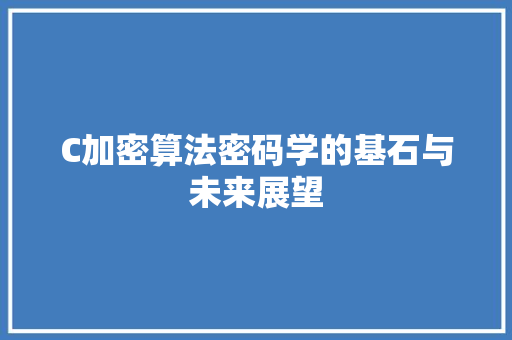 C加密算法密码学的基石与未来展望