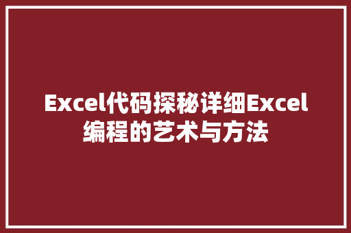 Excel代码探秘详细Excel编程的艺术与方法