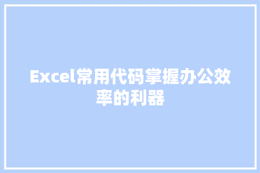 Excel常用代码掌握办公效率的利器