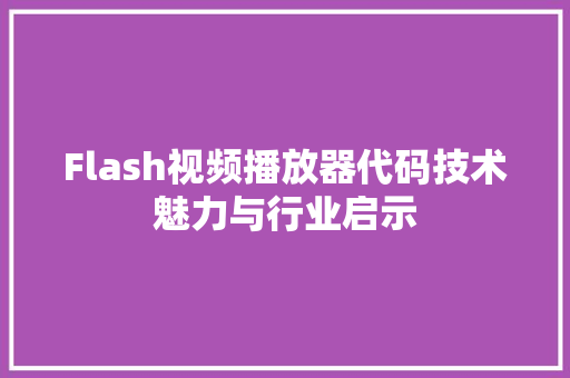 Flash视频播放器代码技术魅力与行业启示