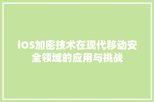 iOS加密技术在现代移动安全领域的应用与挑战