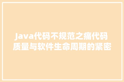 Java代码不规范之痛代码质量与软件生命周期的紧密关系