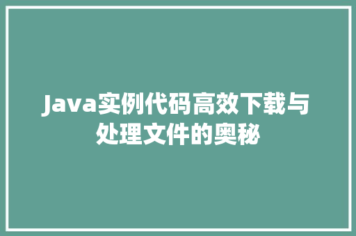 Java实例代码高效下载与处理文件的奥秘