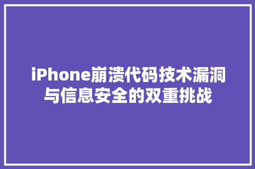iPhone崩溃代码技术漏洞与信息安全的双重挑战