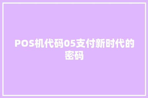 POS机代码05支付新时代的密码