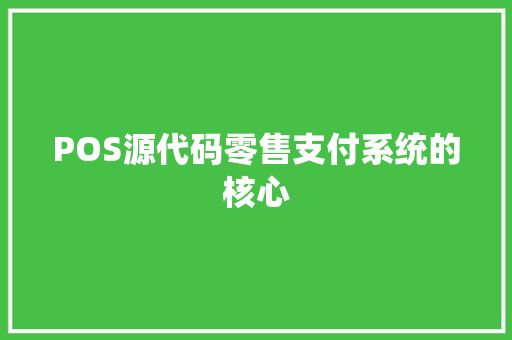 POS源代码零售支付系统的核心
