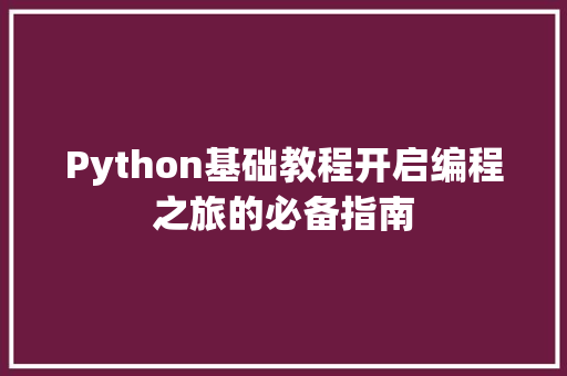 Python基础教程开启编程之旅的必备指南