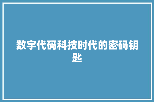 数字代码科技时代的密码钥匙