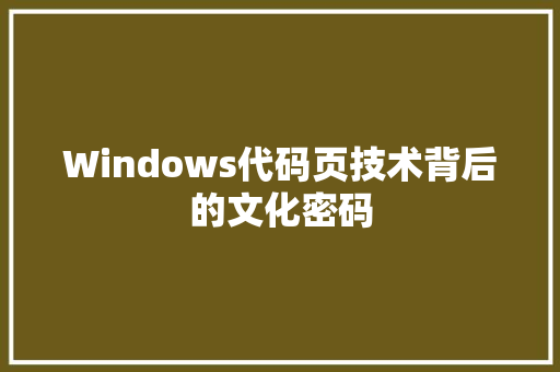 Windows代码页技术背后的文化密码  第1张