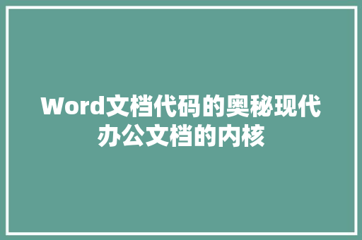 Word文档代码的奥秘现代办公文档的内核