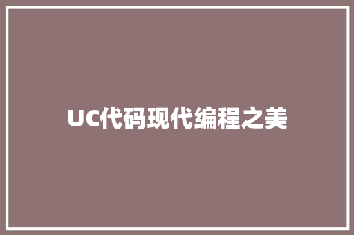 UC代码现代编程之美