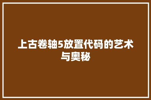 上古卷轴5放置代码的艺术与奥秘