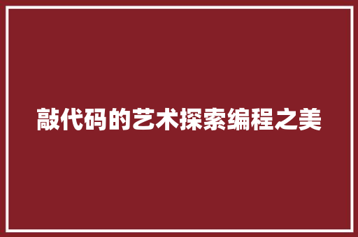 敲代码的艺术探索编程之美