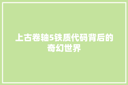 上古卷轴5铁质代码背后的奇幻世界