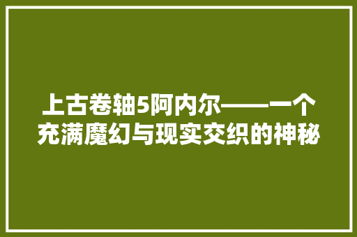 上古卷轴5阿内尔——一个充满魔幻与现实交织的神秘世界