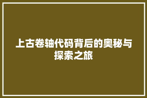 上古卷轴代码背后的奥秘与探索之旅