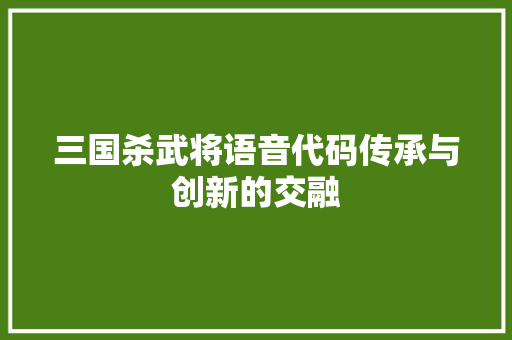 三国杀武将语音代码传承与创新的交融