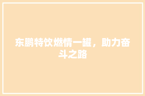 东鹏特饮燃情一罐，助力奋斗之路
