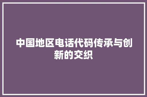 中国地区电话代码传承与创新的交织