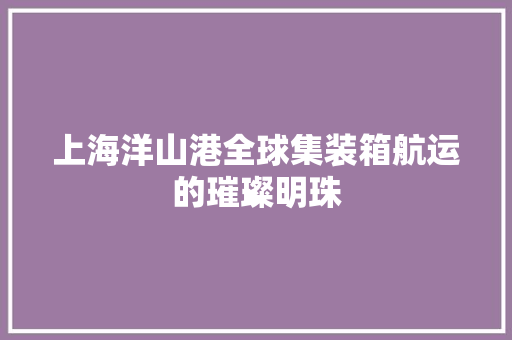 上海洋山港全球集装箱航运的璀璨明珠