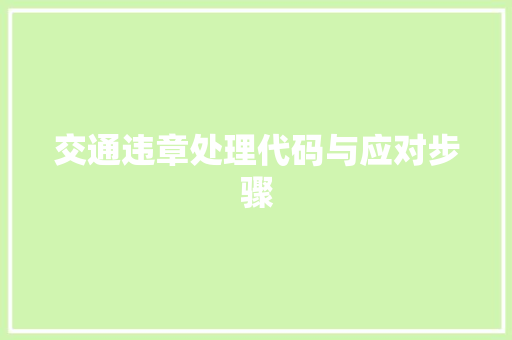 交通违章处理代码与应对步骤