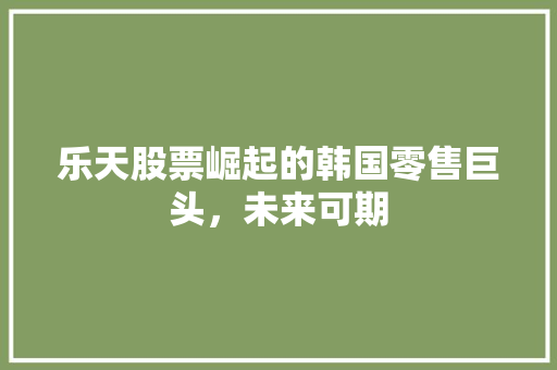乐天股票崛起的韩国零售巨头，未来可期