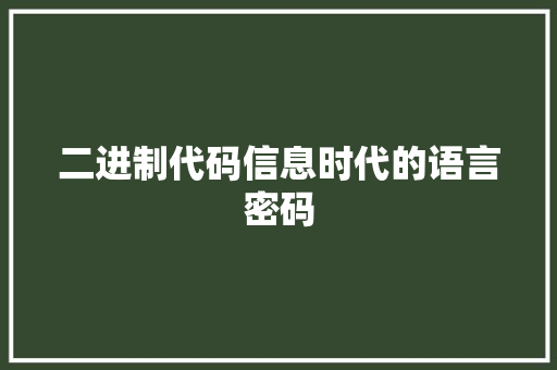 二进制代码信息时代的语言密码