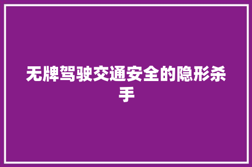 无牌驾驶交通安全的隐形杀手
