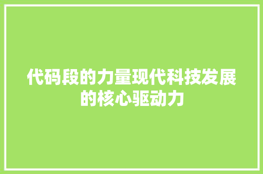 代码段的力量现代科技发展的核心驱动力