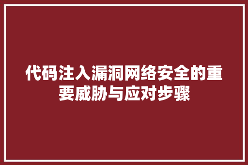 代码注入漏洞网络安全的重要威胁与应对步骤