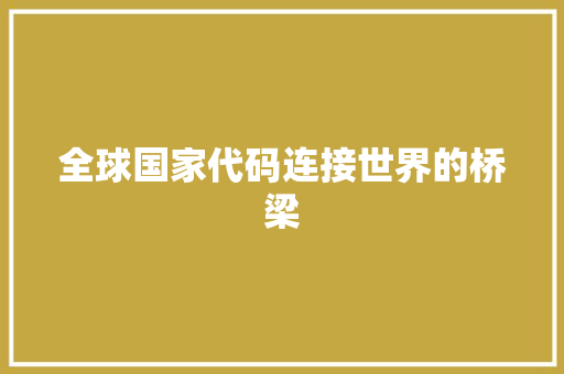 全球国家代码连接世界的桥梁