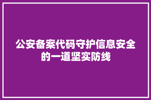 公安备案代码守护信息安全的一道坚实防线