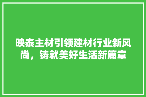 映泰主材引领建材行业新风尚，铸就美好生活新篇章