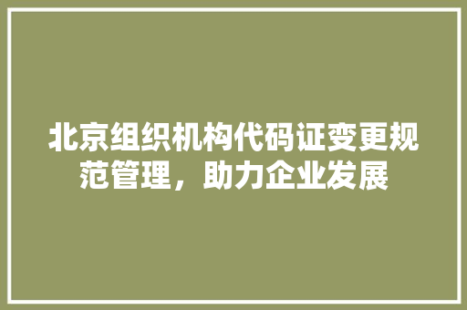 北京组织机构代码证变更规范管理，助力企业发展