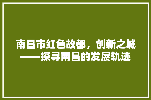 南昌市红色故都，创新之城——探寻南昌的发展轨迹