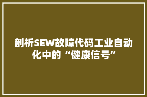 剖析SEW故障代码工业自动化中的“健康信号”