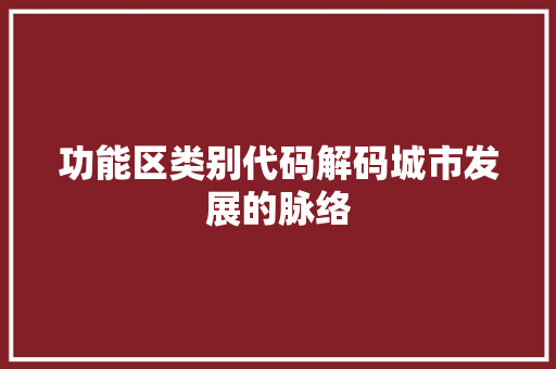 功能区类别代码解码城市发展的脉络