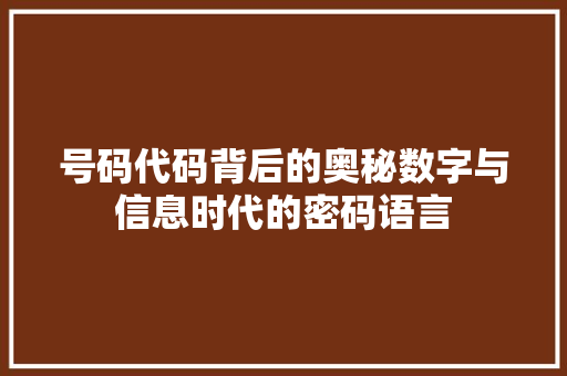 号码代码背后的奥秘数字与信息时代的密码语言