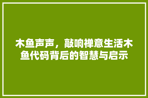 木鱼声声，敲响禅意生活木鱼代码背后的智慧与启示