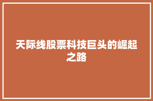天际线股票科技巨头的崛起之路