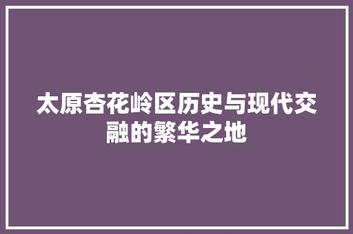 太原杏花岭区历史与现代交融的繁华之地